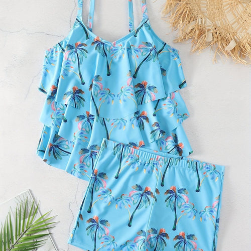 Damen Rüschen-Bikini-Top mit Shorts EB
