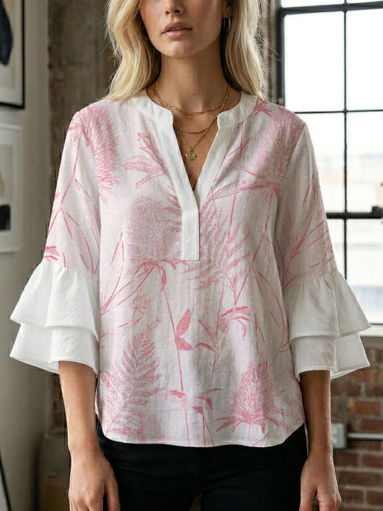 Damen Bluse mit wunderschönen floralem Design EB