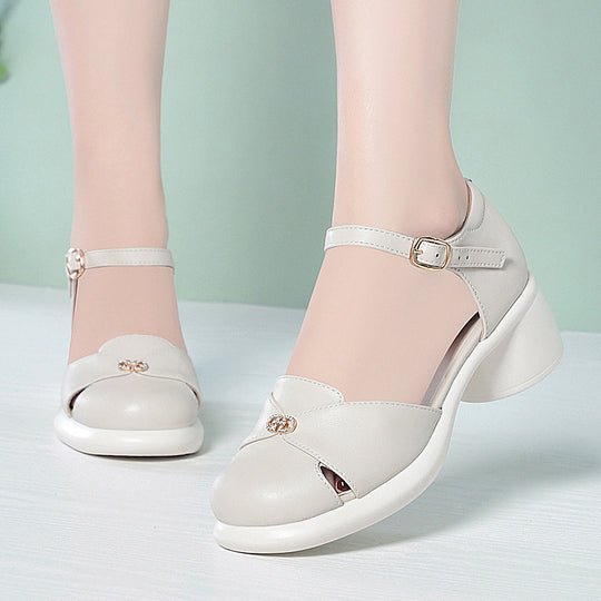 Damen elegante Mary Jane Schuhe mit komfortablem Blockabsatz EB