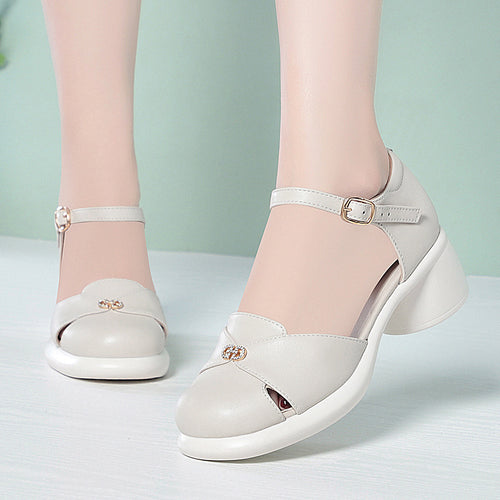 Damen elegante Mary Jane Schuhe mit komfortablem Blockabsatz EB