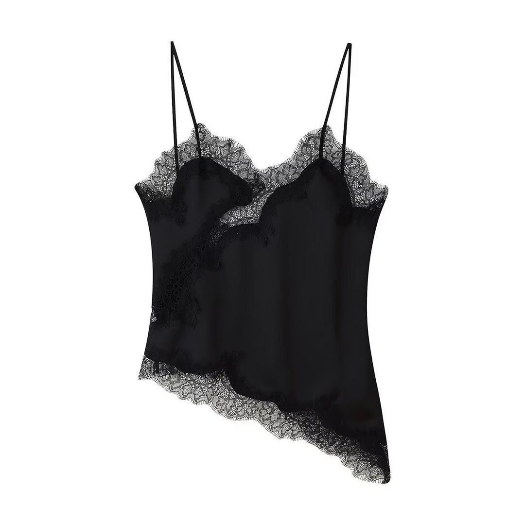 Damen romantisches Spitzen-Spaghetti-Top EB