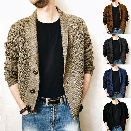 Herren Strickjacke mit modischem Schalkragen und praktischen Knöpfen EB