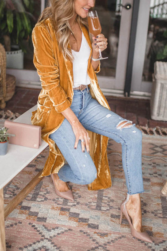 EB | My Way Samt Strickjacke Mantel