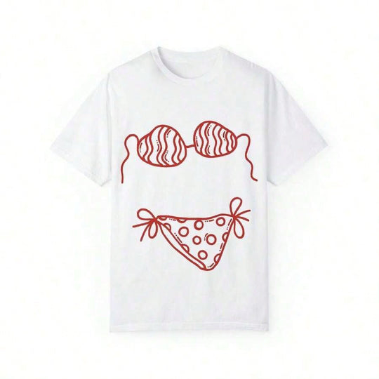 Damen oversized T-Shirt mit kreativem Bikinimotiv und lässigem Schnitt EB