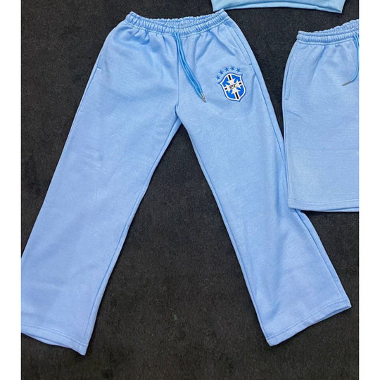 Damen nan weite Jogginghose mit elastischem Bund, Tunnelzug und gesticktem Emblem EB
