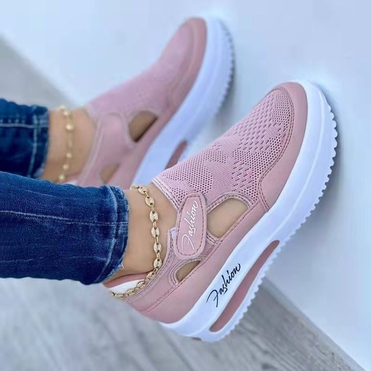 Damen  atmungsaktive Plateausneaker mit Klettverschluss und integrierter Luftdämpfung EB