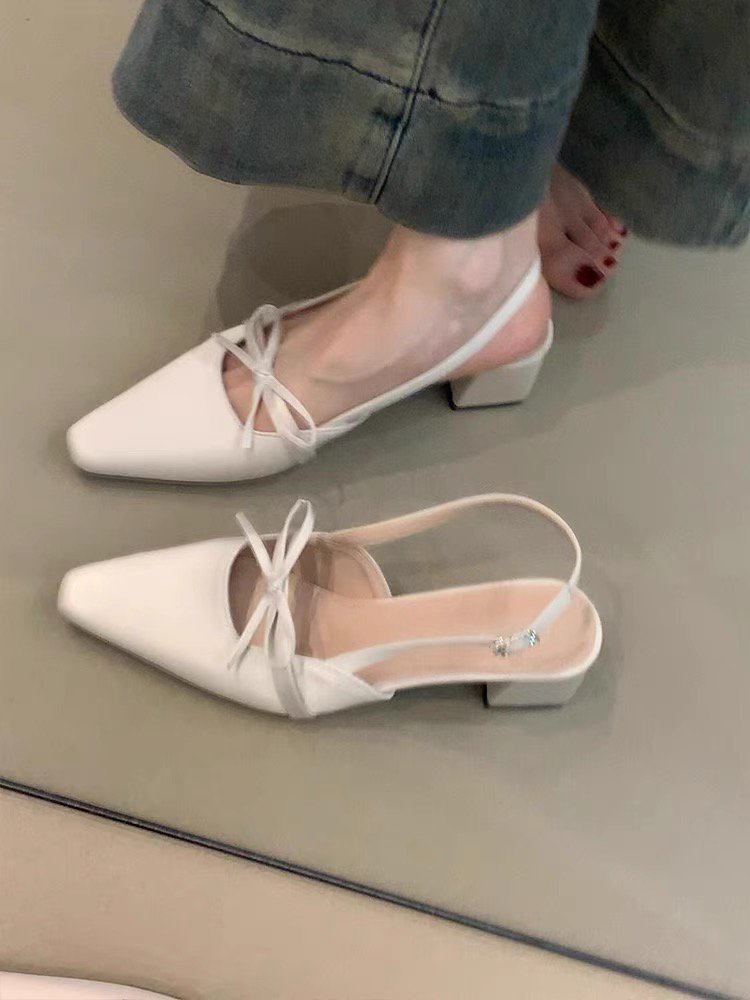 Damen elegante Slingback-Ballerinas mit dekorativem Schleifenakzent EB