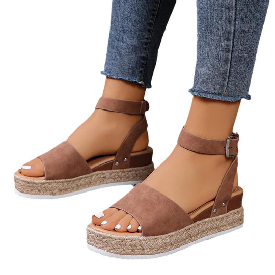Damen Wedge-Sandaletten mit elegantem Riemen-Design und komfortablem Fußbett EB