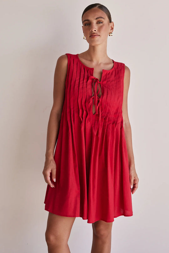 Damen A-Linien Kleid mit verspieltem Knoten und raffinierten Falten EB