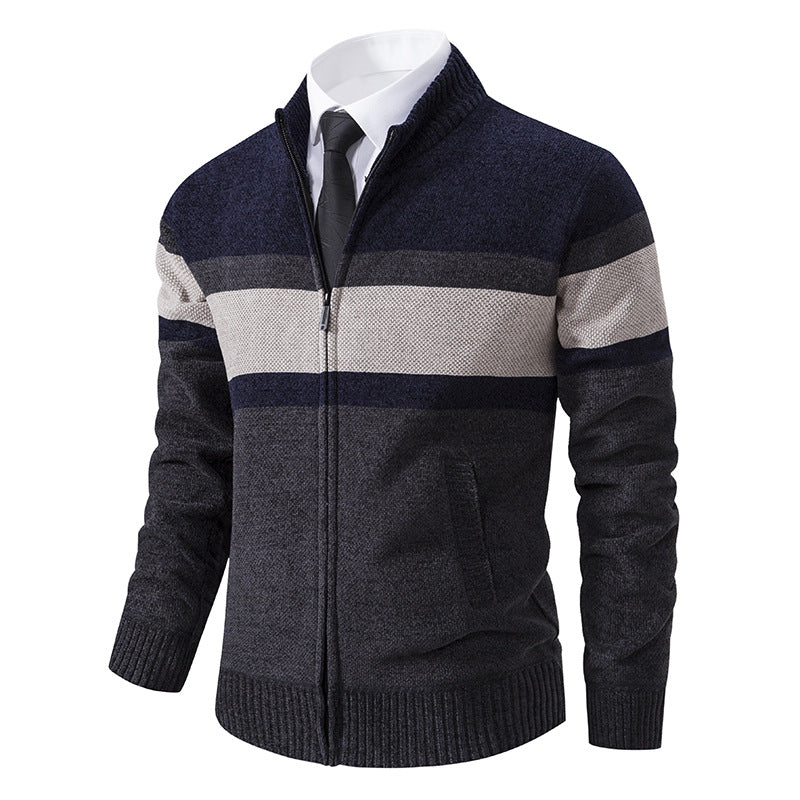Herren Strickjacke mit strukturiertem Design und hochschließendem Kragen EB