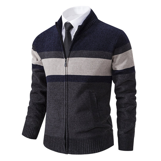 Herren Strickjacke mit strukturiertem Design und hochschließendem Kragen EB
