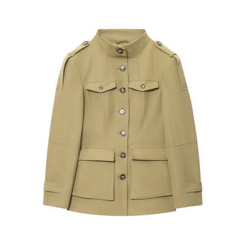 Damen Utility-Jacke mit hohen Kragen und praktischen Taschen EB