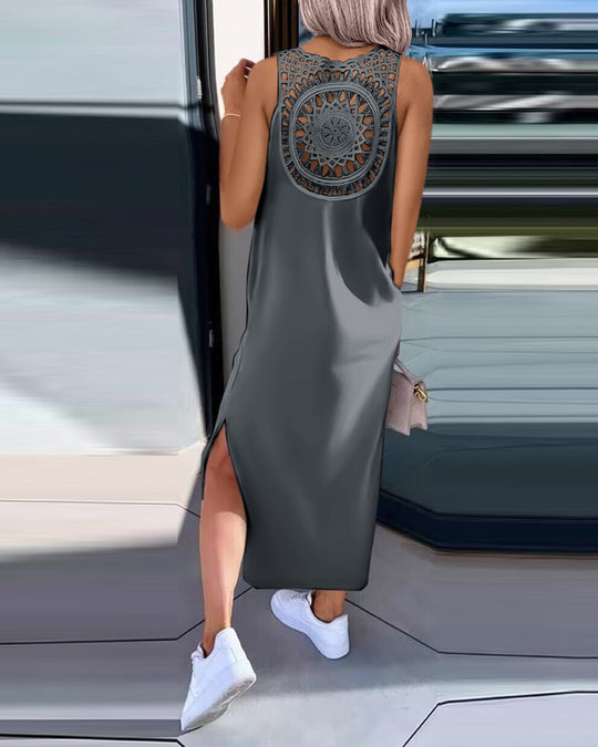 Damen Maxi-Kleid mit handgefertigter Spitze EB