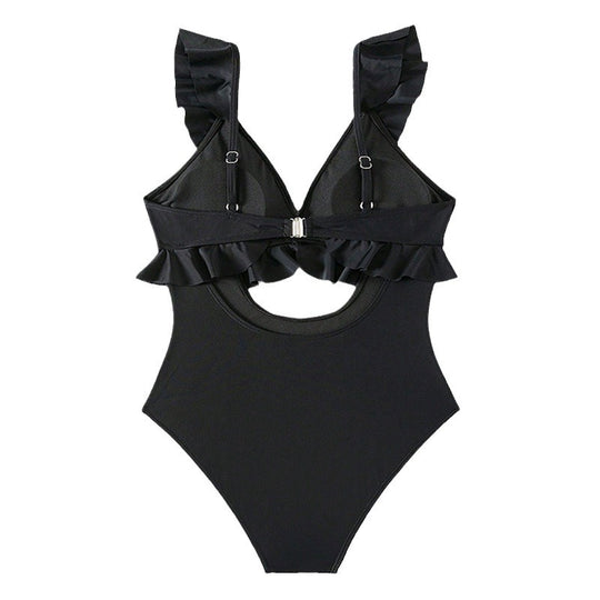 Damen Einteiliger Badeanzug mit Volants und Cut-Out EB