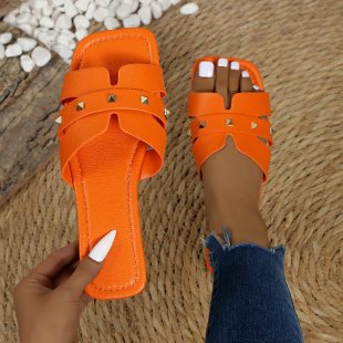 Damen Komfortable Slides mit dekorativen Nieten EB
