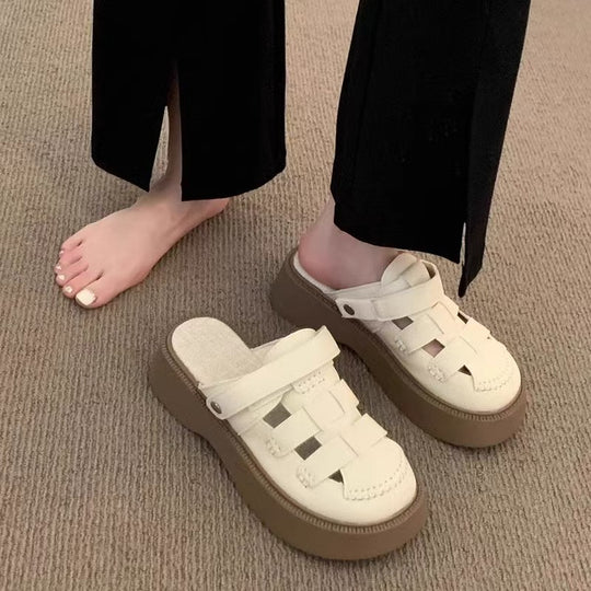 Damen Plattform-Sandalen mit elegantem Zierverschluss und bequemer Sohle EB