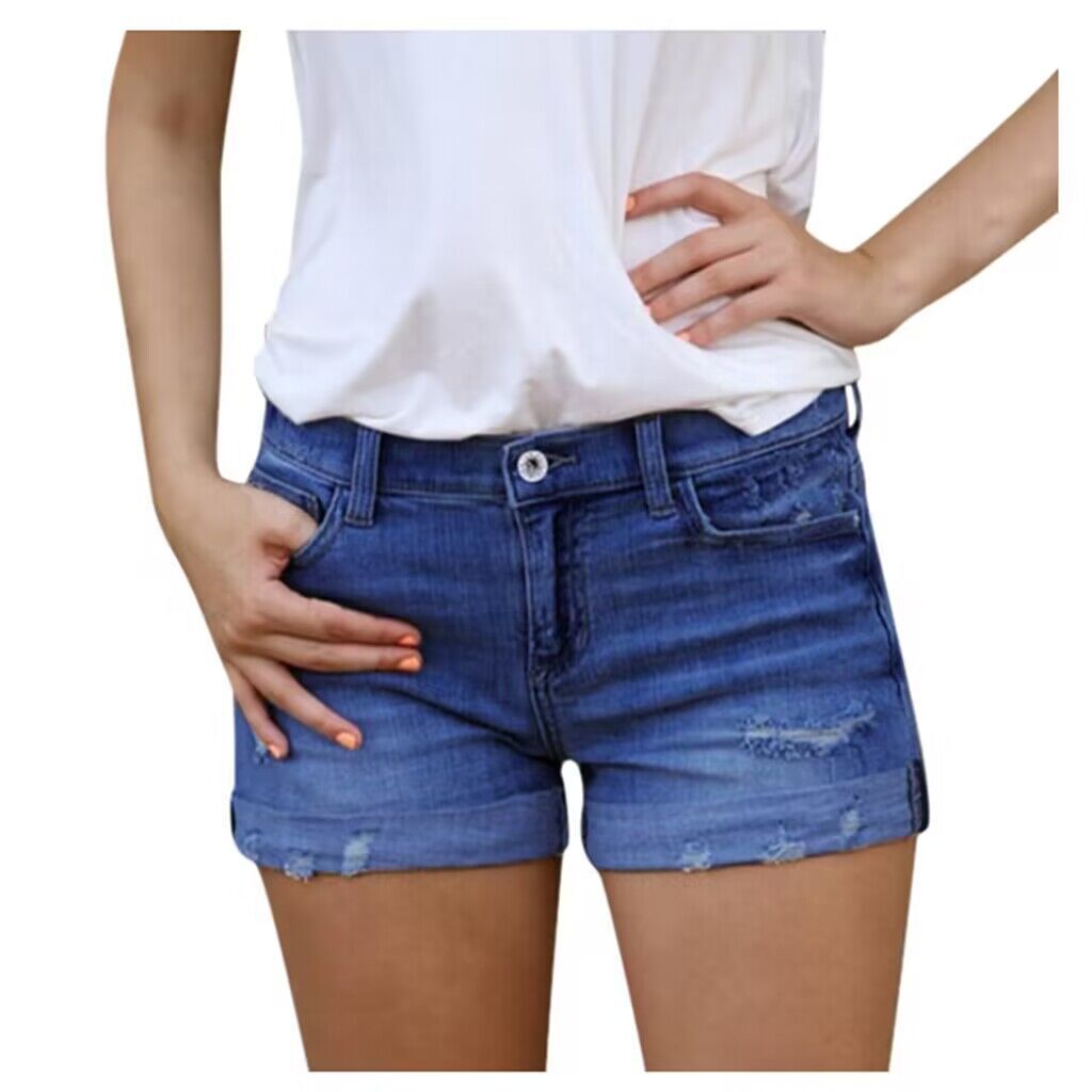EB | Zerrissene Quasten-Denim-Shorts