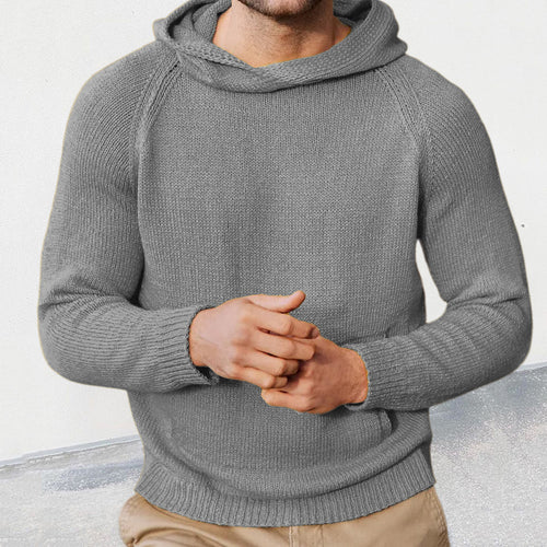 Herren Strickpullover mit Kapuze und feiner Maschenstruktur EB