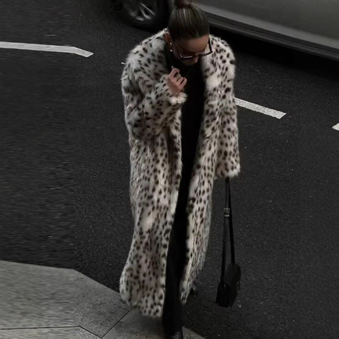 Damen Modische und warme Fleecejacke mit Leopardenmuster EB