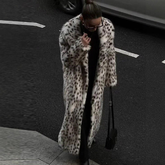 Damen Modische und warme Fleecejacke mit Leopardenmuster EB