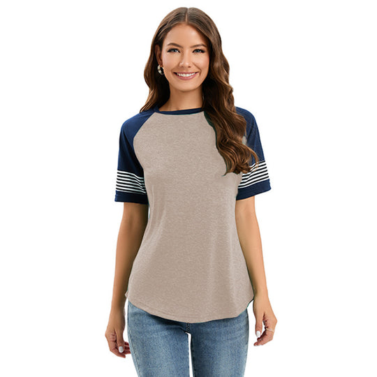 Damen sportliches Raglan-Shirt mit stilvollen gestreiften Ärmeln EB