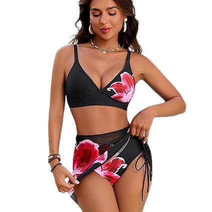 Damen Hochgeschnittener Bikini mit Wickelrock EB