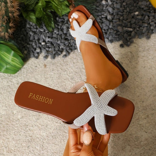 Damen Strand-Sandalen mit glitzerndem Sternen-Design EB