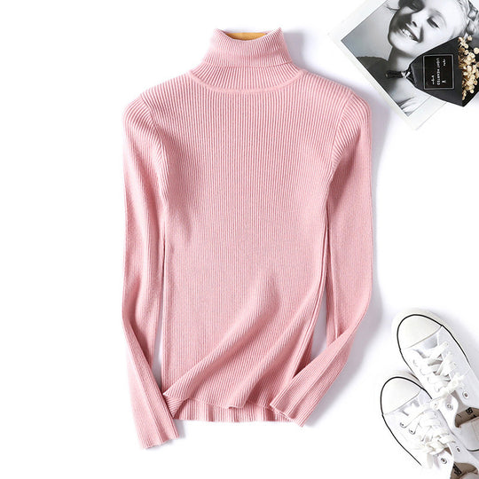 Damen Rollkragenpullover im feinen Rippenstrick EB