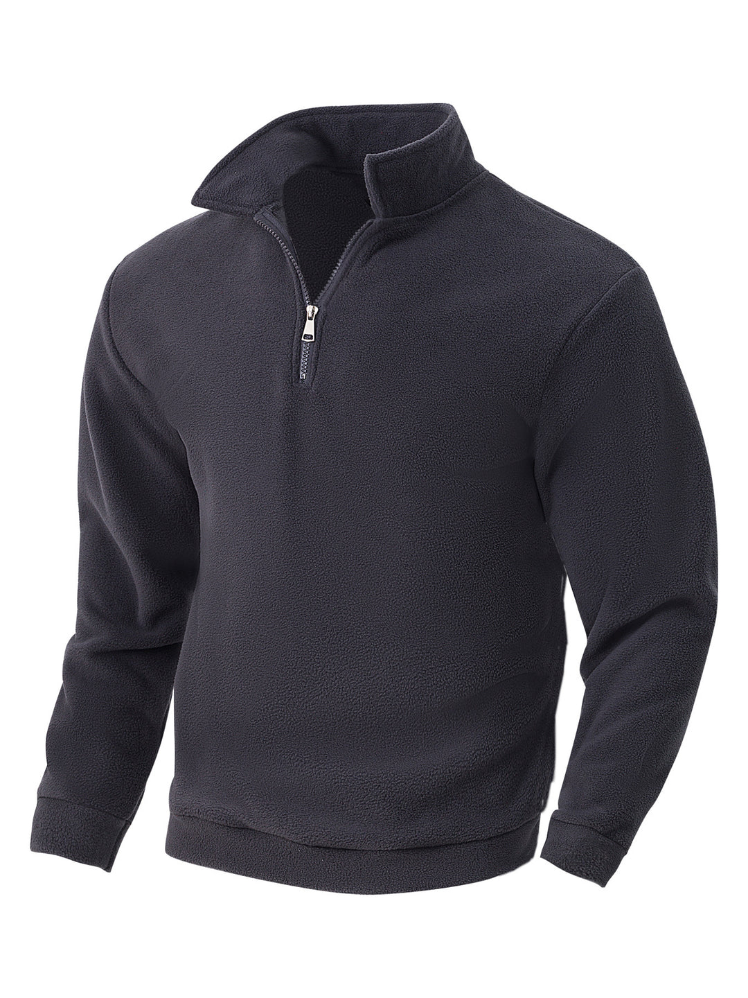 Herren nan Fleece-Halbzip-Pullover mit Stehkragen, weichem Teddy-Fleece und elastischen Bündchen EB