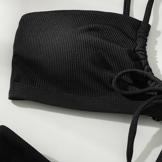 Damen Triangel-Bikini mit verstellbaren Bindebändern und elegantem Rüschendesign EB