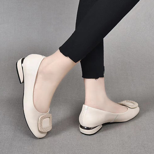 Damen Klassische Ballerinas mit modischem Schnallen-Design EB