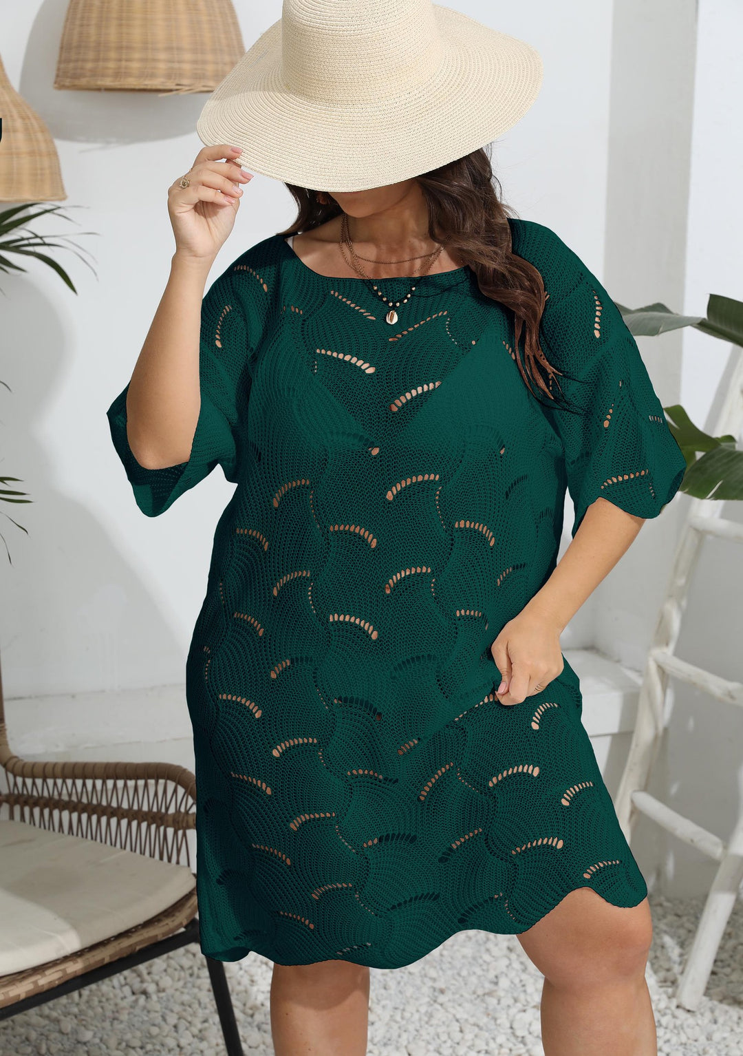 Damen luftig-leichter Häkel-Poncho EB