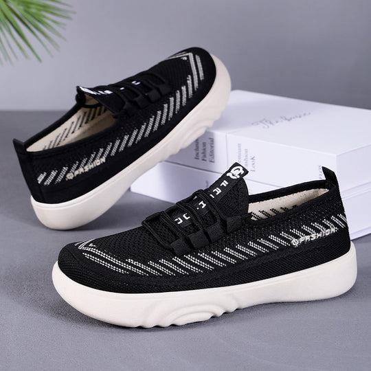 Damen Leichte Freizeit Sneakers mit elastischem Strickdesign und rutschfester Sohle EB