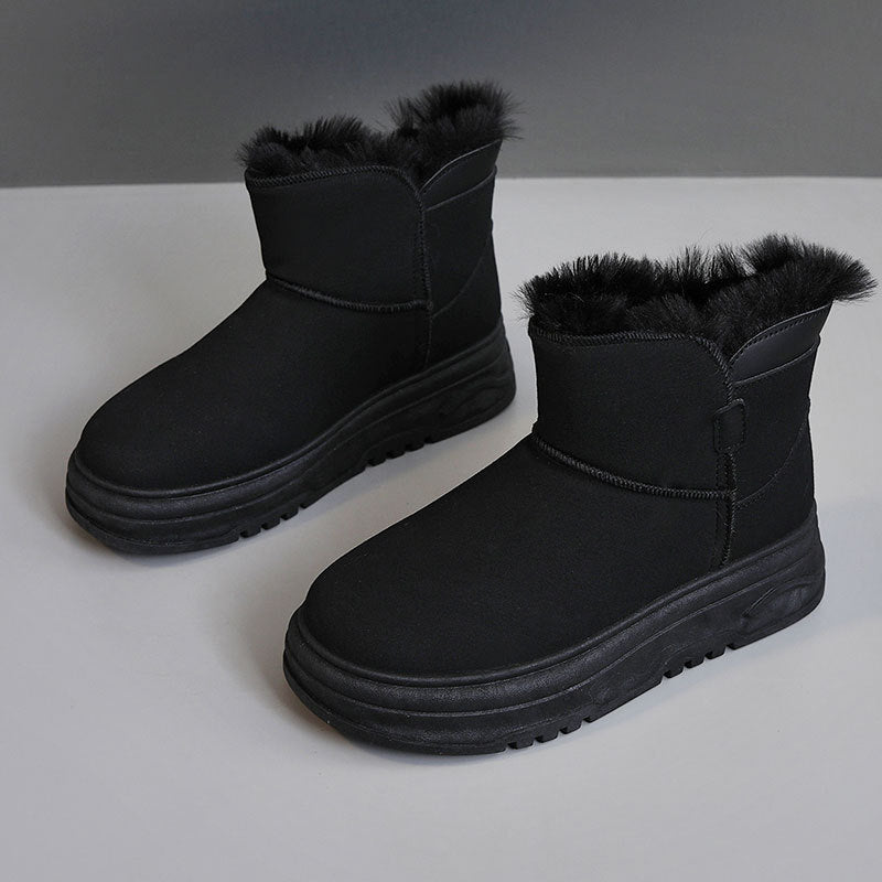 Damen warme Winterstiefel mit flauschigem Kunstfellrand und rutschfester Sohle EB