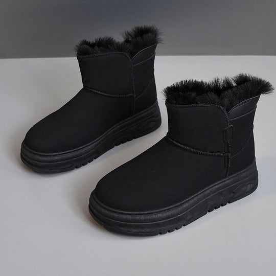 Damen warme Winterstiefel mit flauschigem Kunstfellrand und rutschfester Sohle EB