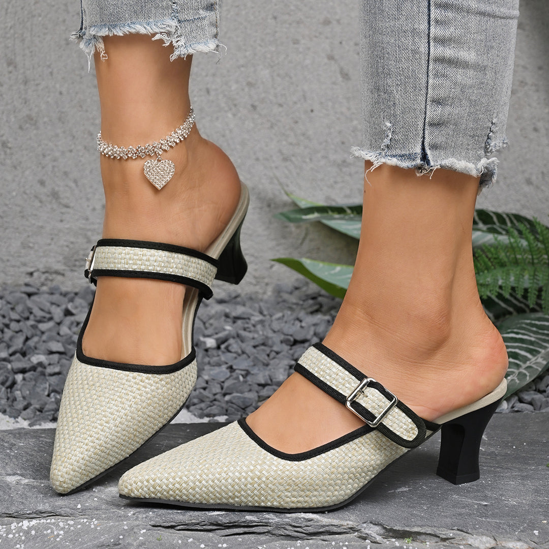 Damen elegante Slingback-Pumps mit modischem Riemchen und feinem Textur-Muster EB