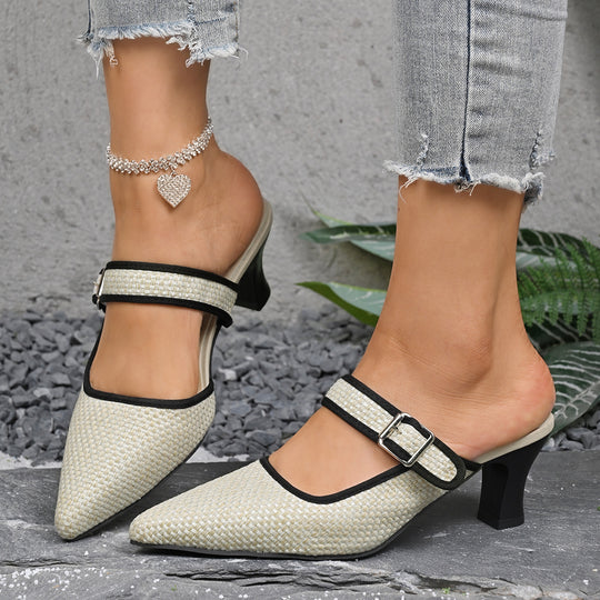 Damen elegante Slingback-Pumps mit modischem Riemchen und feinem Textur-Muster EB