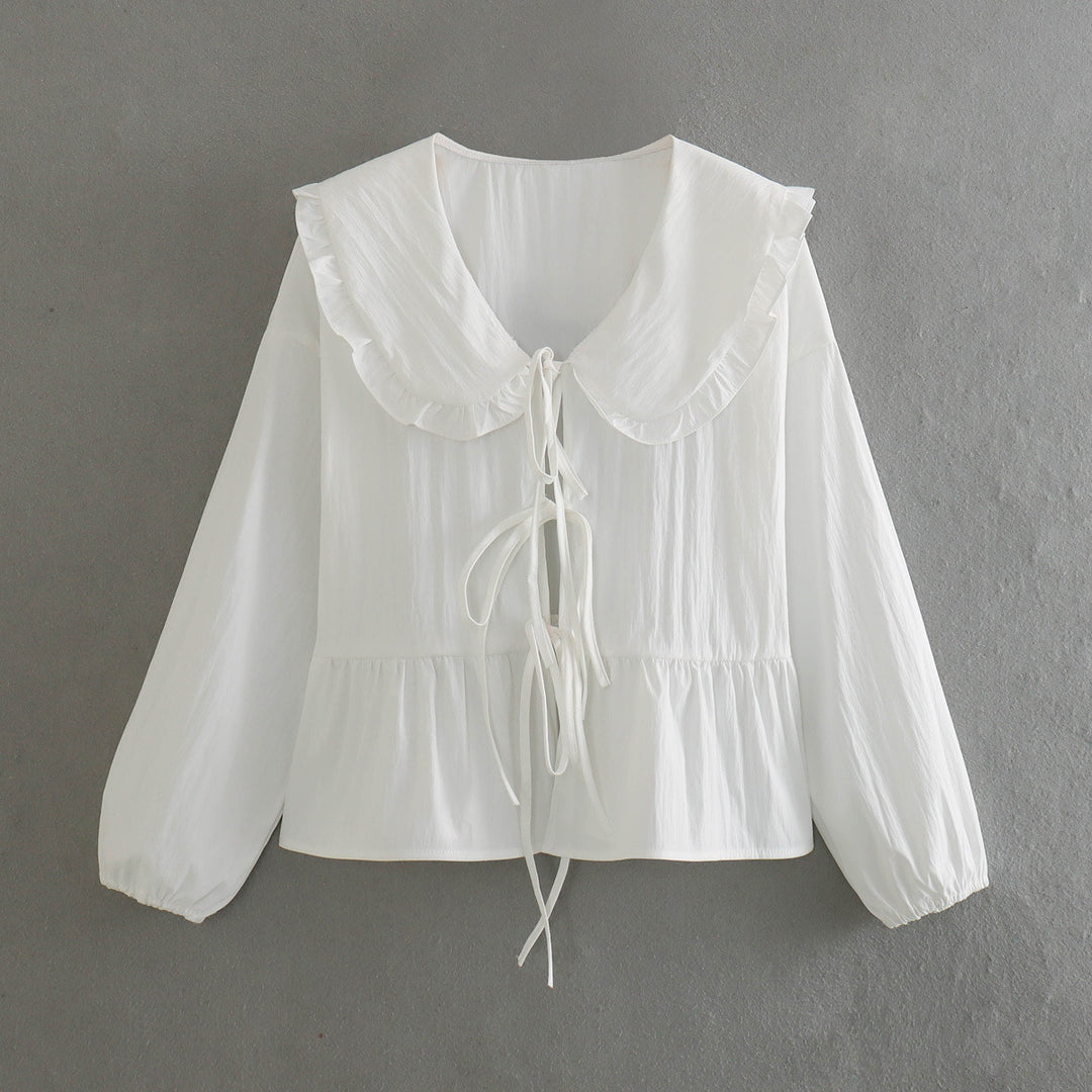 Damen verspielt geschnittene Bluse mit Rüschendetails EB