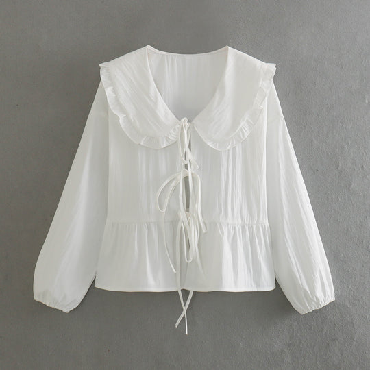 Damen verspielt geschnittene Bluse mit Rüschendetails EB