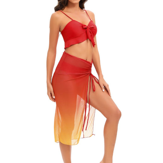 Damen Bikini-Set mit Rüschendetails und hoch taillierten Shorts EB