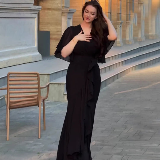 Damen Elegantes Maxikleid mit fließendem Schnitt und raffinierten ärmellosen Akzenten EB