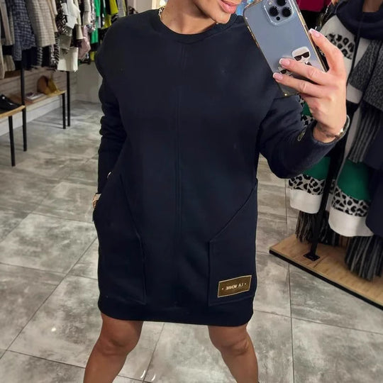 Damen lässiger Hoodie mit praktischen Taschen und dekorativen Details EB