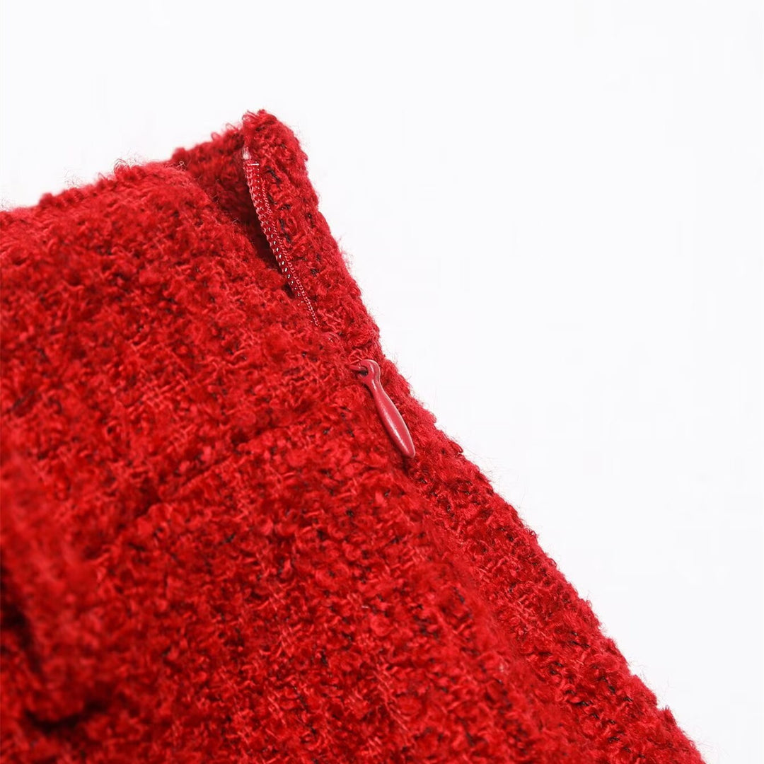 Damen Tweedrock mit seitlichem Schlitz und eleganter Struktur EB