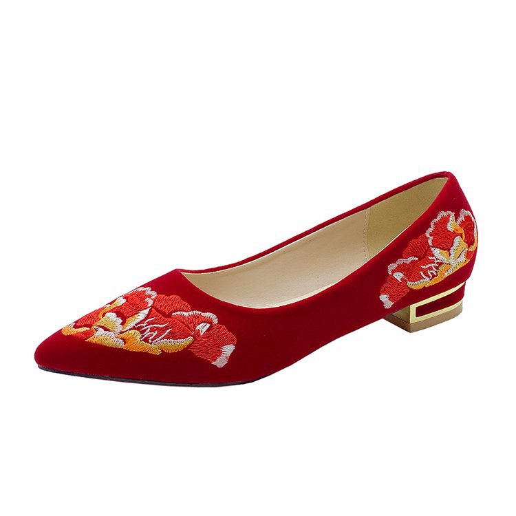 Damen Spitzen-Pumps mit floralem Stickdesign und elegantem goldfarbenen Absatz EB