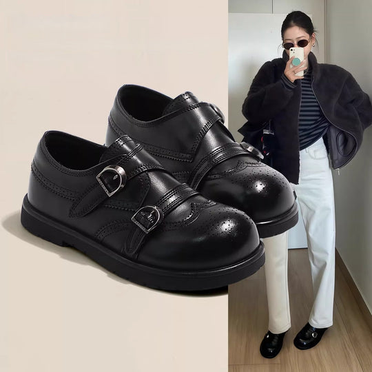 Damen Elegante Schnürschuhe mit doppeltem Riemen und feiner Perforation EB