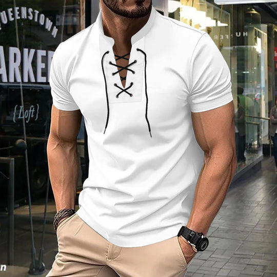 Herren lässiges Poloshirt mit Schnürung EB