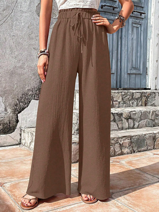 Damen Weite Sommerhose mit elastischem Bund und seitlichen Taschen EB