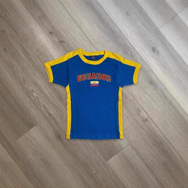 Damen T-Shirt mit kulturellem Schriftzug und Flaggenmotiv EB