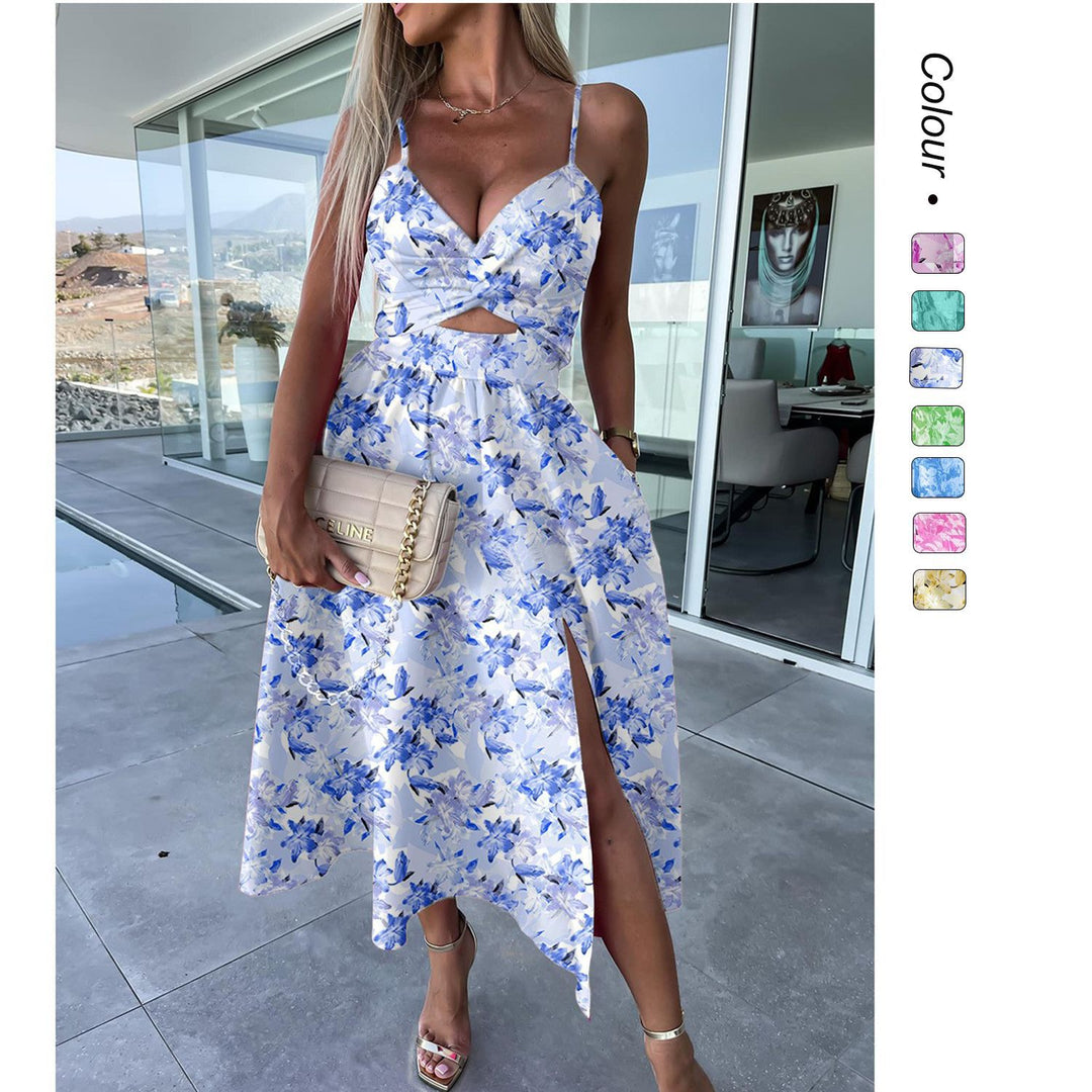 Damen Midikleid mit cut-out Design und fließendem Rock EB