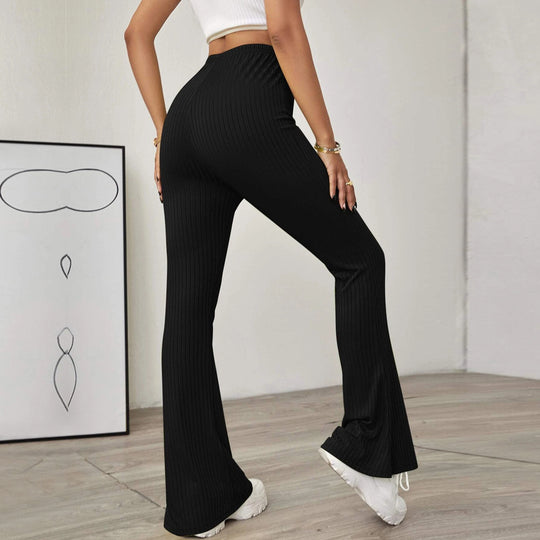 Damen hochtaillierte gerippte Schlaghose aus stretch‑Jersey Eichborn Berlin